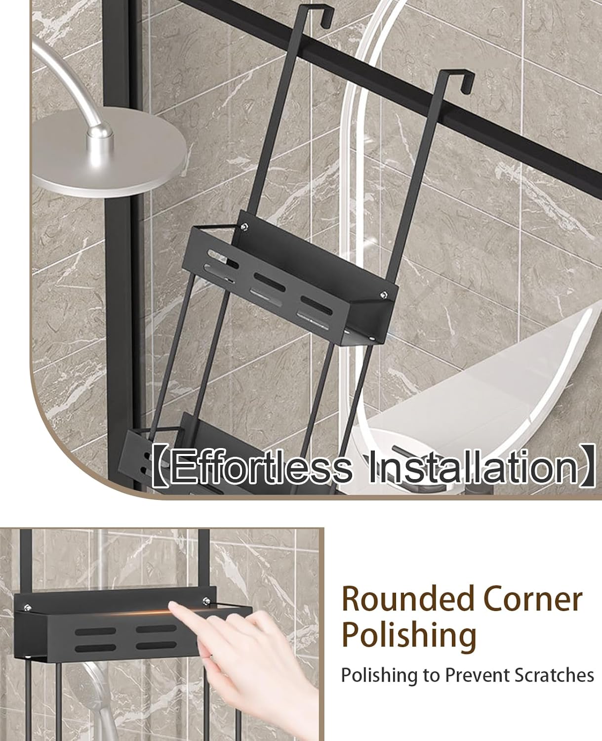 CARLA HOME 2-tier Over the Door Shower Caddy Organizer 62 x 30 x 5 cm with Hooks - SuperSaverAU - view 6