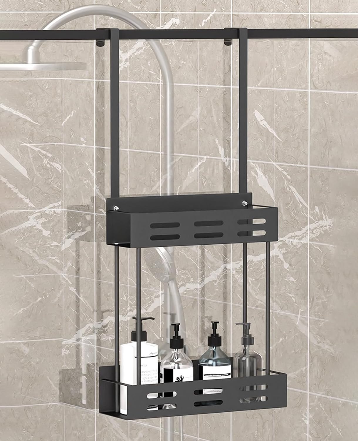 CARLA HOME 2-tier Over the Door Shower Caddy Organizer 62 x 30 x 5 cm with Hooks - SuperSaverAU - view 7