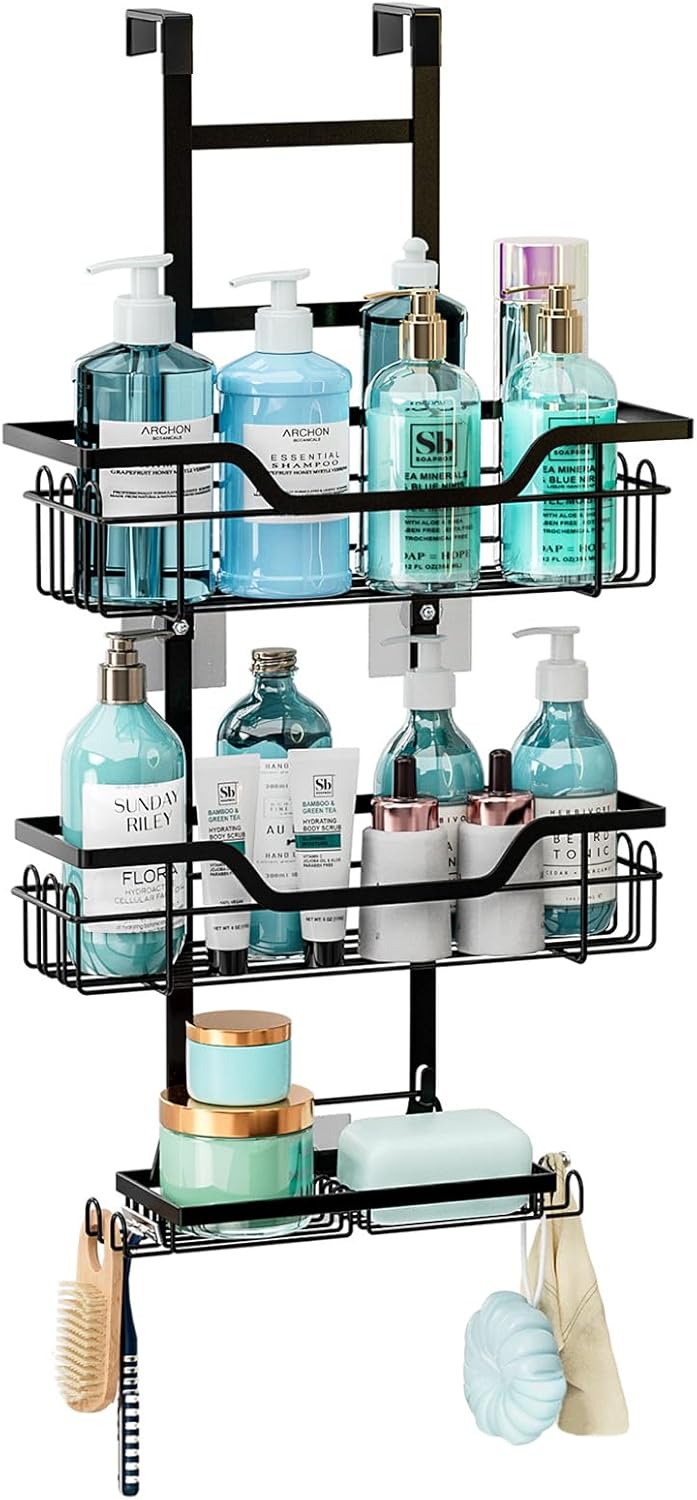 CARLA HOME 3-Tier Over the Door Shower Caddy Organizer 62 x 30 x 12 cm, Rustproof - SuperSaverAU - view 1