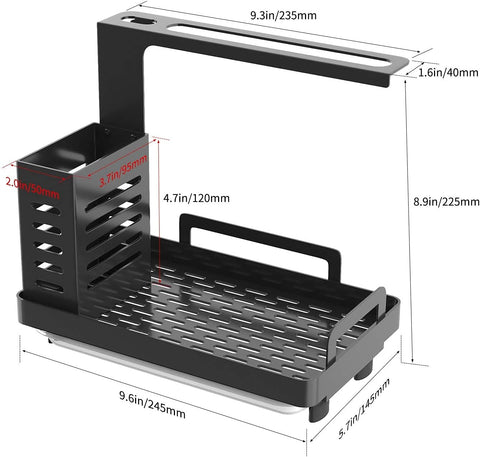 CARLA HOME Kitchen Sink Caddy Organizer 25x23x15 cm with Drain Tray & Utensil Holder - SuperSaverAU - view 2