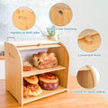 CARLA HOME Large Bamboo Bread Box 35x39x28 cm with Roll Top & Double-Layer Storage - SuperSaverAU - view 5