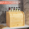CARLA HOME Large Bamboo Bread Box 35x39x28 cm with Roll Top & Double-Layer Storage - SuperSaverAU - view 6