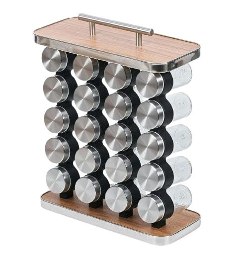 CARLA HOME 20-Jar Spice Rack Organizer, 29x28x10 cm, Space-Saving Design - SuperSaverAU - view 1