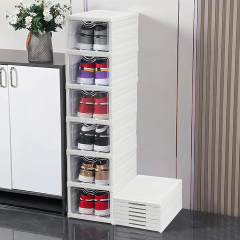 CARLA HOME 6-Tier Stackable Shoe Storage Box with Clear Door, 26 x 66 x 35 cm - SuperSaverAU - view 1