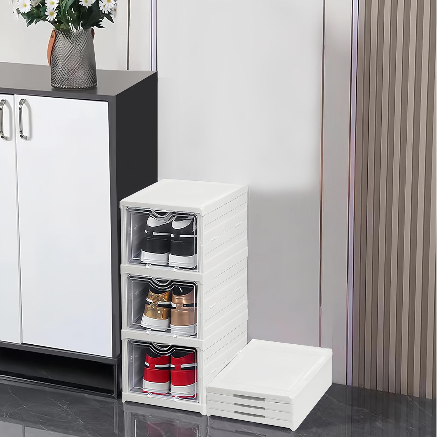 CARLA HOME 3-Tier Stackable Shoe Storage Box with Clear Door - SuperSaverAU - view 1