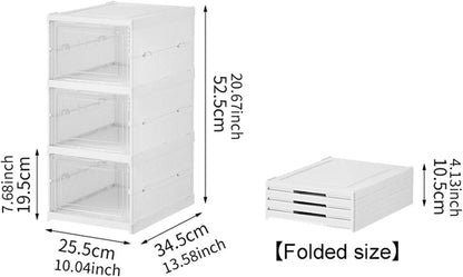 CARLA HOME 3-Tier Stackable Shoe Storage Box with Clear Door