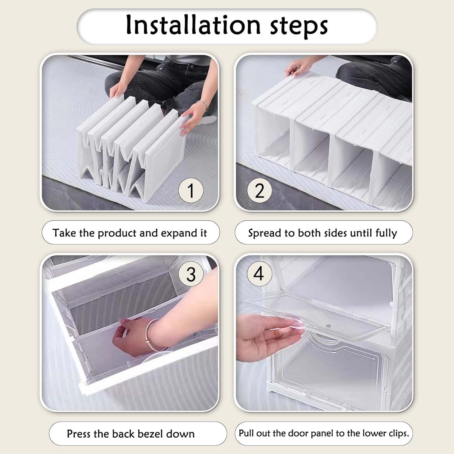 CARLA HOME 3-Tier Stackable Shoe Storage Box with Clear Door