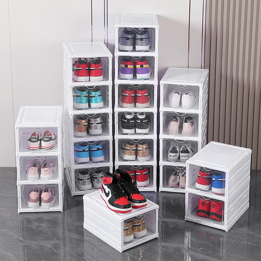 CARLA HOME 3-Tier Stackable Shoe Storage Box with Clear Door