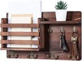 CARLA HOME Rustic Wood Wall Mounted Key and Mail Holder, 42x23x10 cm, 6 Hooks - SuperSaverAU - view 1