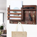 CARLA HOME Rustic Wood Wall Mounted Key and Mail Holder, 42x23x10 cm, 6 Hooks - SuperSaverAU - view 4