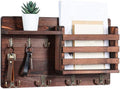 CARLA HOME Rustic Wood Wall Mounted Key and Mail Holder, 42x23x10 cm, 6 Hooks - SuperSaverAU - view 5