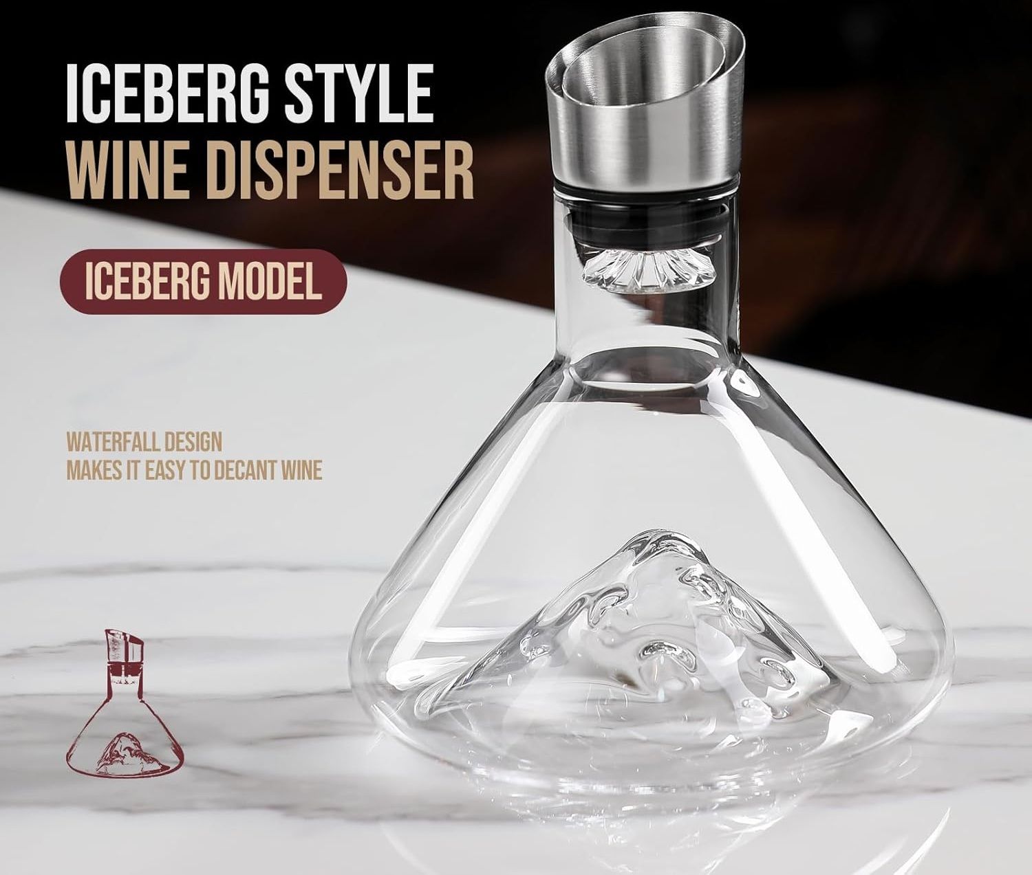 CARLA HOME Iceberg Wine Decanter with Aerator Filter and Lid - SuperSaverAU - view 3