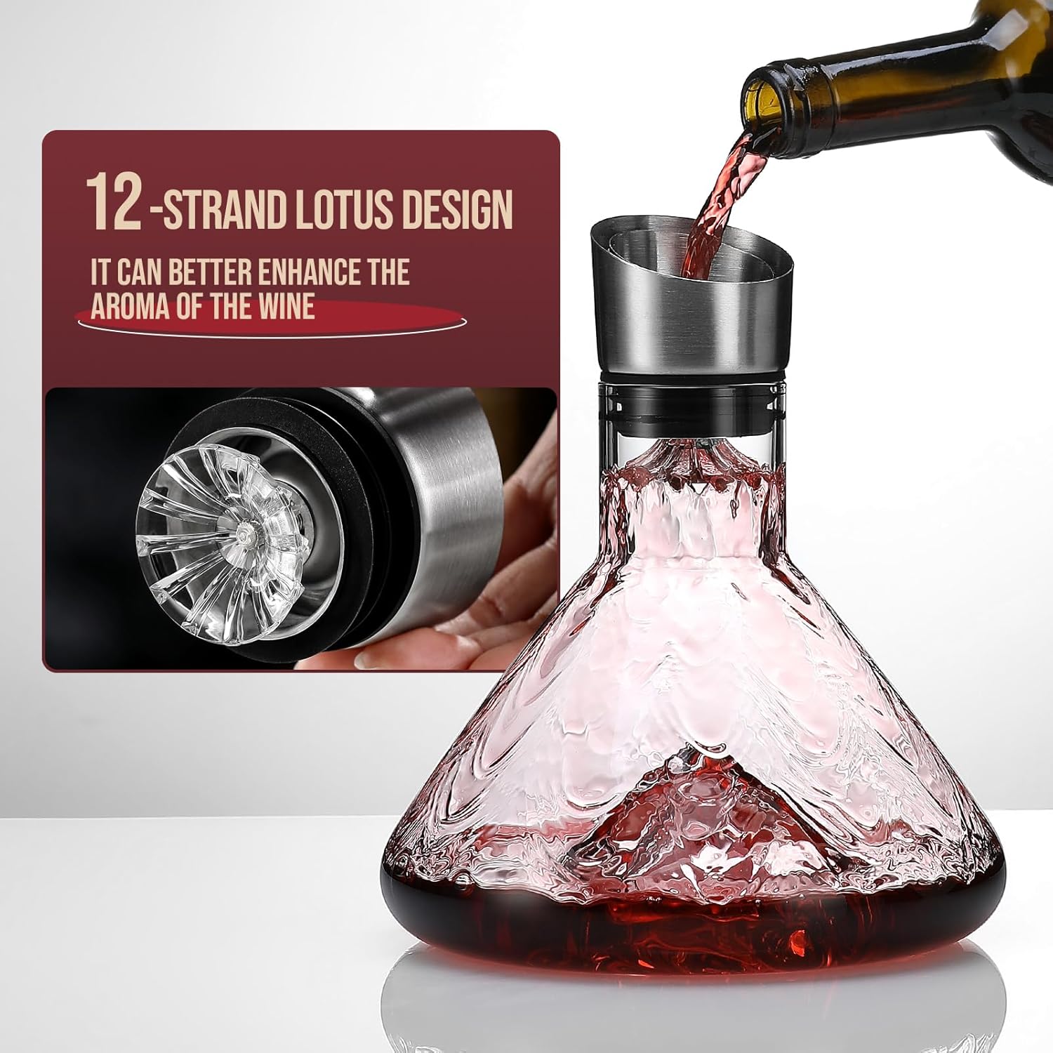 CARLA HOME Iceberg Wine Decanter with Aerator Filter and Lid - SuperSaverAU - view 5