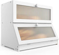 CARLA HOME Double Layer Bamboo Bread Box - 25x40x33 cm, Clear Window, Farmhouse Style - SuperSaverAU - view 1