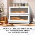 CARLA HOME Double Layer Bamboo Bread Box - 25x40x33 cm, Clear Window, Farmhouse Style - SuperSaverAU - view 3
