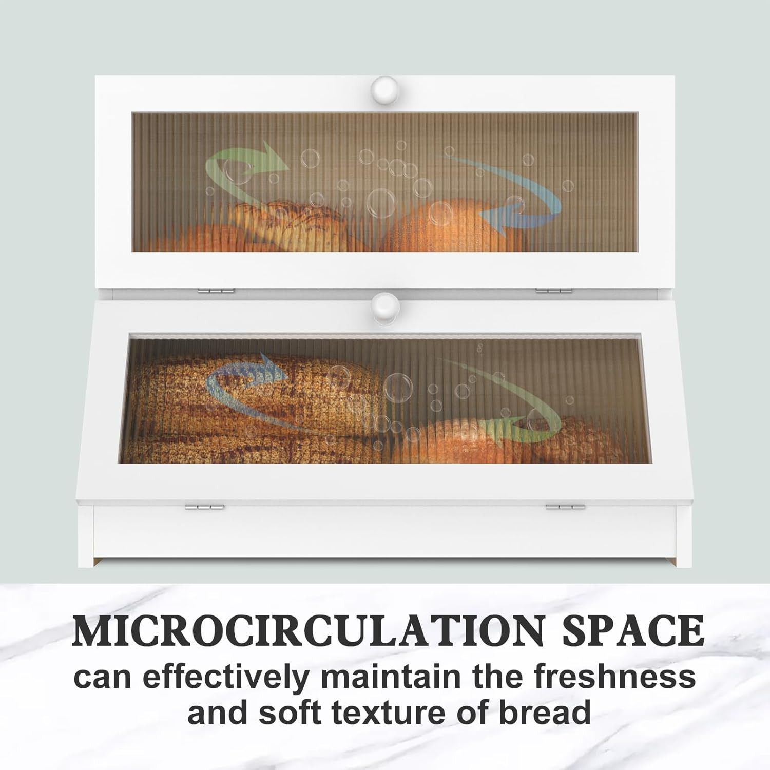 CARLA HOME Double Layer Bamboo Bread Box - 25x40x33 cm, Clear Window, Farmhouse Style - SuperSaverAU - view 4