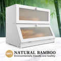 CARLA HOME Double Layer Bamboo Bread Box - 25x40x33 cm, Clear Window, Farmhouse Style - SuperSaverAU - view 5