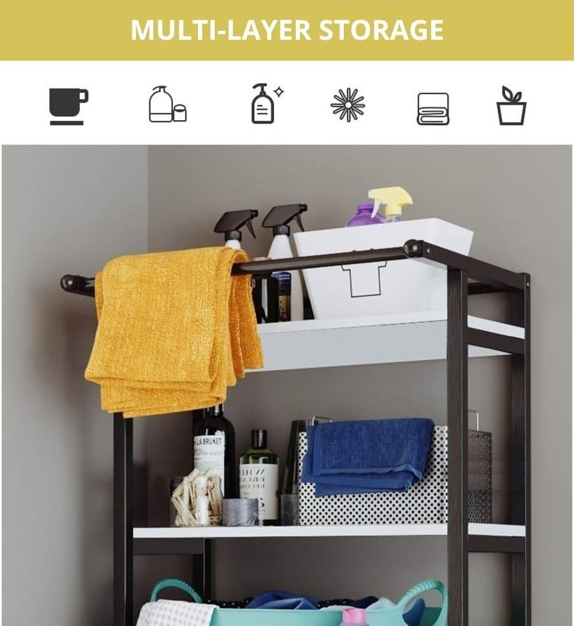 CARLA HOME 3-Tier Over Washing Machine Storage Rack – Black