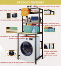 CARLA HOME 3-Tier Over Washing Machine Storage Rack – Black