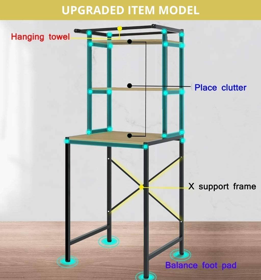 CARLA HOME 3-Tier Over Washing Machine Storage Rack – Black