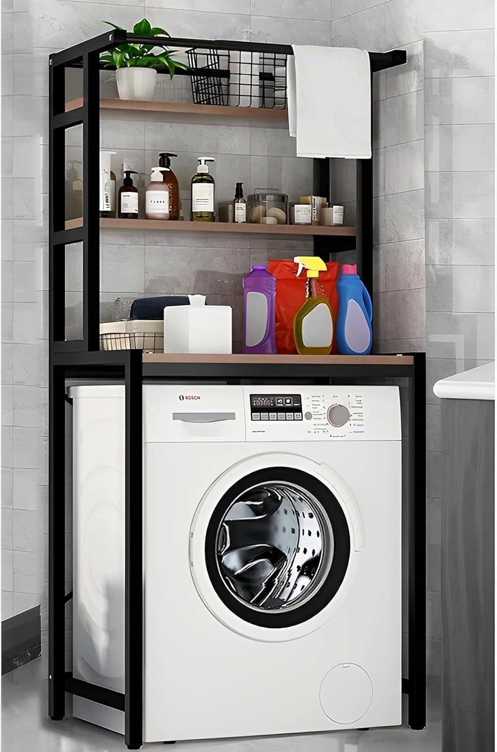 CARLA HOME 3-Tier Over Washing Machine Storage Rack – Black