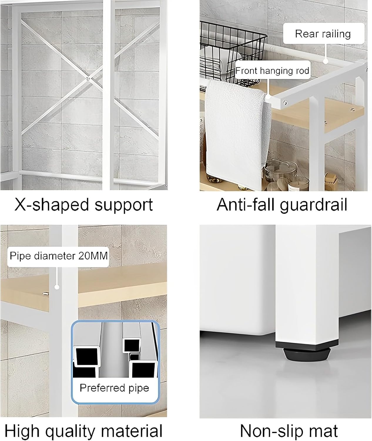 CARLA HOME 3-Tier Over Washing Machine Storage Rack – White
