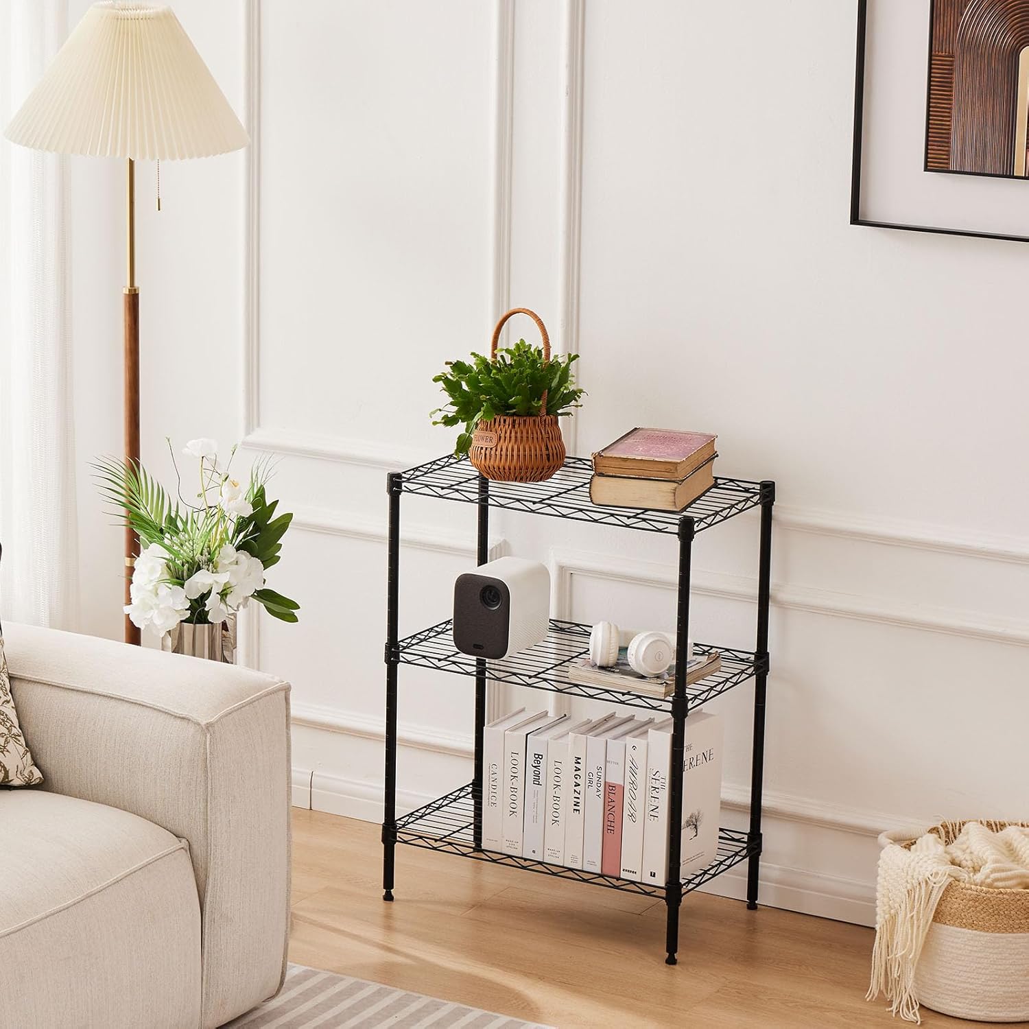 CARLA HOME 3-Tier Adjustable Metal Storage Shelves – 60 x 35 x 103cm