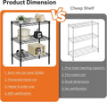 CARLA HOME 3-Tier Adjustable Metal Storage Shelves – 60 x 35 x 103cm