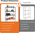 CARLA HOME 4-Tier Adjustable Metal Storage Shelves – 60 x 40 x 140cm