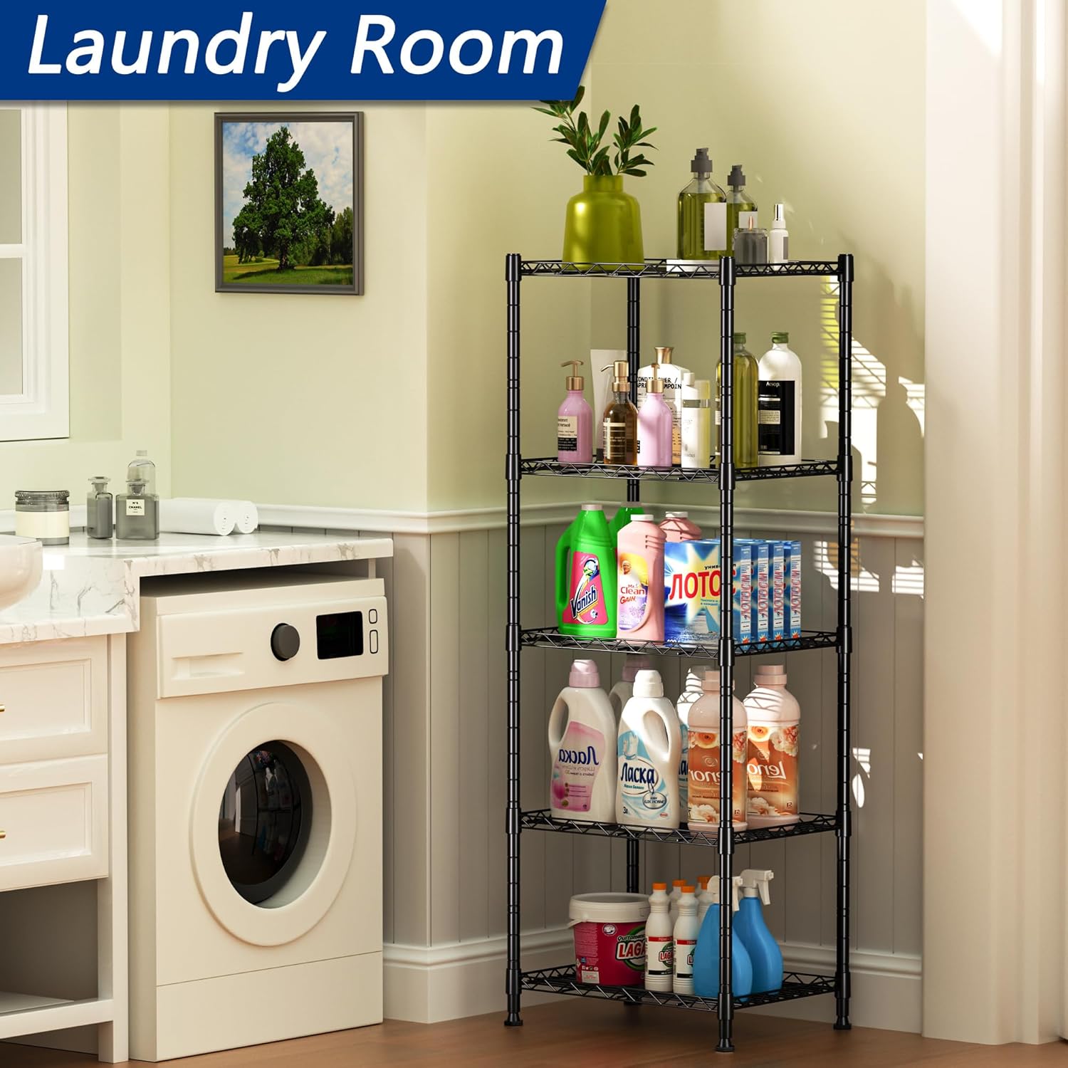 CARLA HOME 4-Tier Adjustable Metal Storage Shelves – 60 x 40 x 140cm
