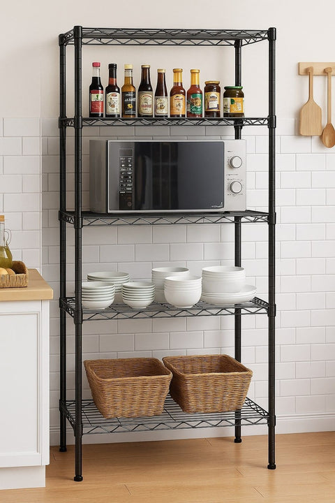 CARLA HOME 5-Tier Adjustable Metal Storage Shelves – 60 x 40 x 176cm