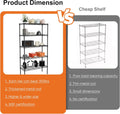 CARLA HOME 5-Tier Adjustable Metal Storage Shelves – 60 x 40 x 176cm