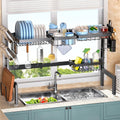 CARLA HOME Adjustable Over the Sink Dish Drying Rack 85 x 59 cm with Utensil Holder & Hooks - SuperSaverAU - view 1