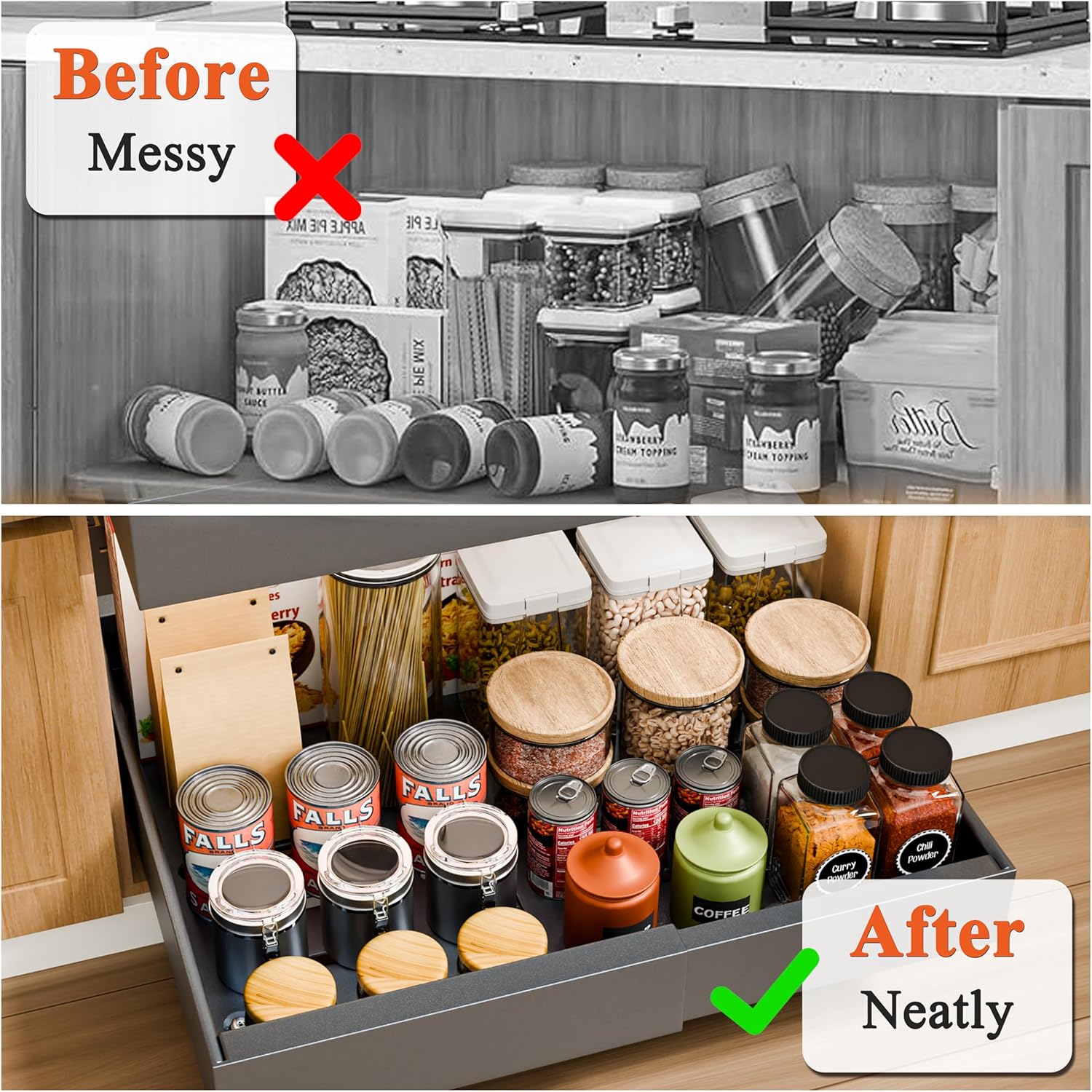 CARLA HOME 2 Pack Expandable Pull Out Cabinet Organizer with Adjustable Shelves, 52 x 8 x 42 cm - SuperSaverAU - view 4