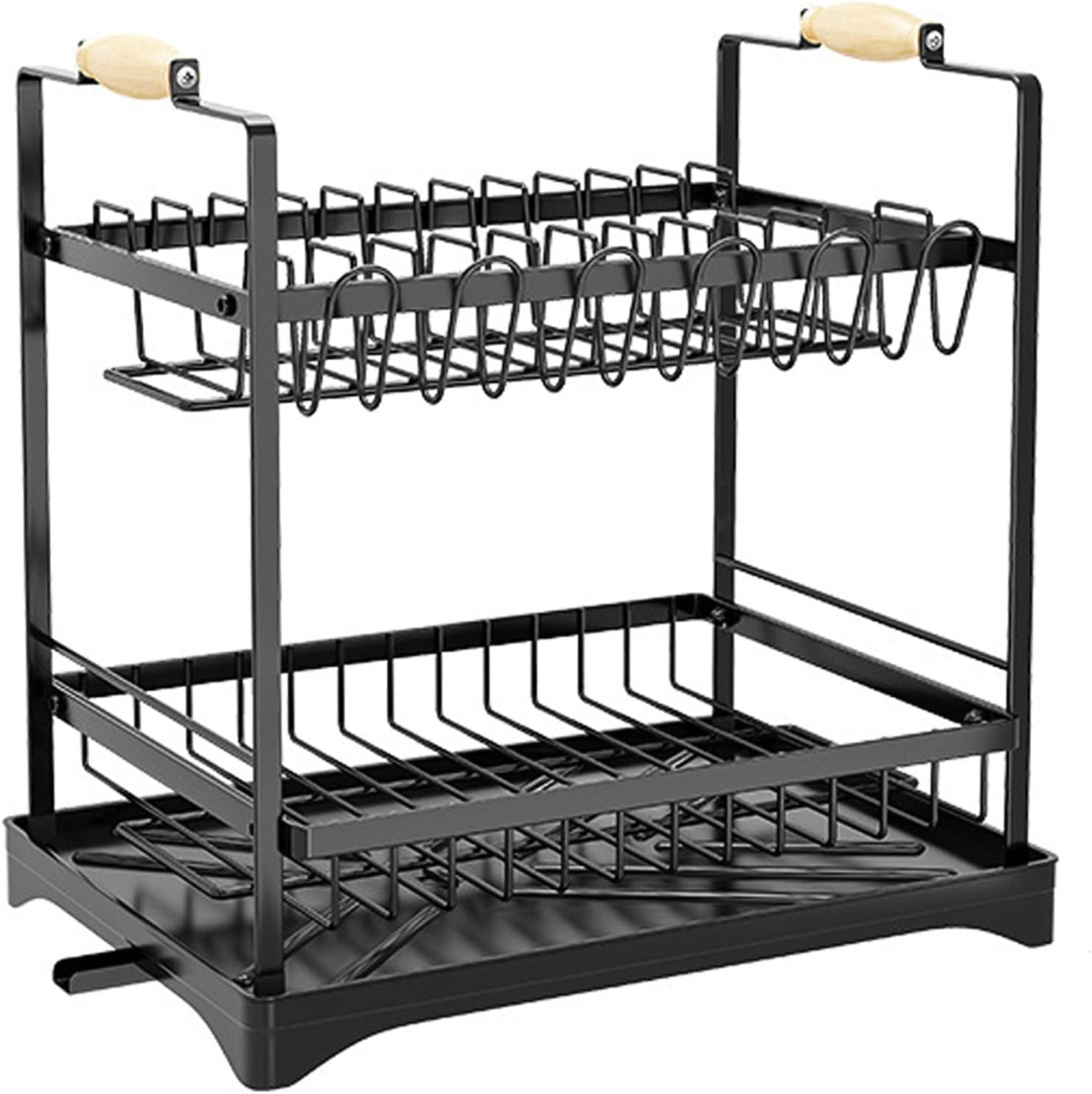 CARLA HOME 2-Tier Large Dish Drying Rack with Drainboard, Utensil Holder, 36 x 38 x 25 cm - SuperSaverAU - view 9