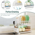 CARLA HOME 2-Tier Large Dish Drying Rack with Drainboard, Utensil Holder, 36 x 38 x 25 cm - SuperSaverAU - view 5