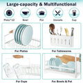 CARLA HOME 2-Tier Large Dish Drying Rack with Drainboard, Utensil Holder, 36 x 38 x 25 cm - SuperSaverAU - view 6