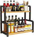 CARLA HOME 2-Tier Wooden Kitchen Countertop Spice Rack, 40 x 42 x 21 cm, Space-Saving - SuperSaverAU - view 1