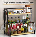 CARLA HOME 2-Tier Wooden Kitchen Countertop Spice Rack, 40 x 42 x 21 cm, Space-Saving - SuperSaverAU - view 3