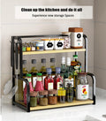 CARLA HOME 2-Tier Wooden Kitchen Countertop Spice Rack, 40 x 42 x 21 cm, Space-Saving - SuperSaverAU - view 6