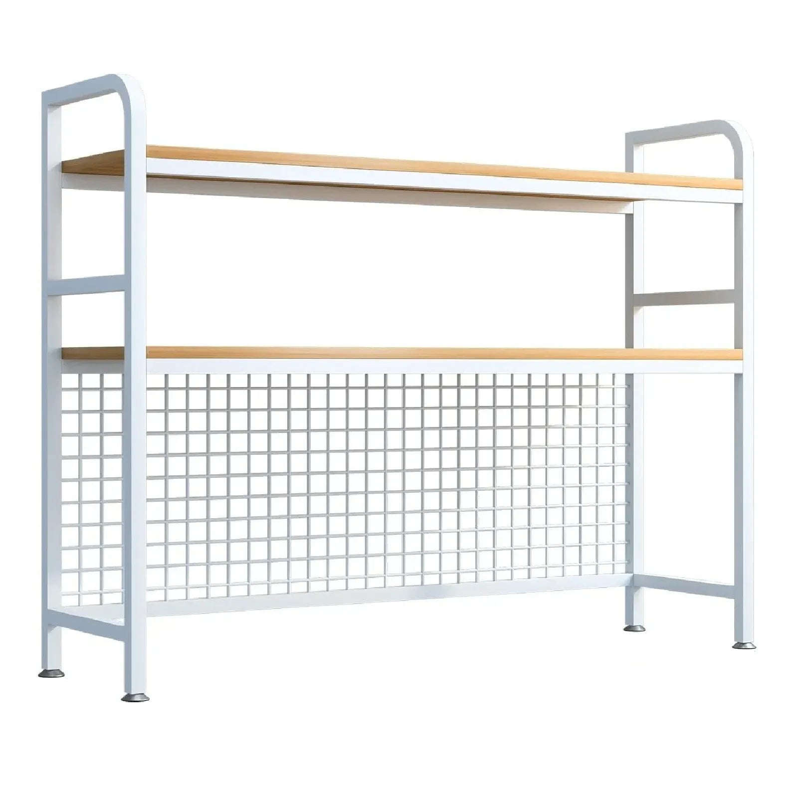 CARLA HOME 2 Tier Metal Desktop Hutch Bookshelf with Grid Panel 95cm