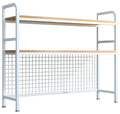 CARLA HOME 2 Tier Metal Desktop Hutch Bookshelf with Grid Panel 95cm