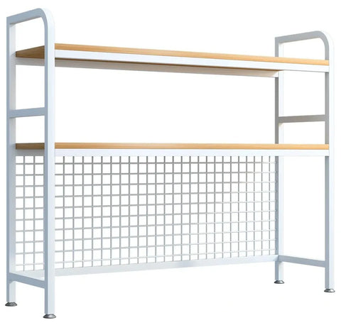CARLA HOME 2 Tier Metal Desktop Hutch Bookshelf with Grid Panel 95cm