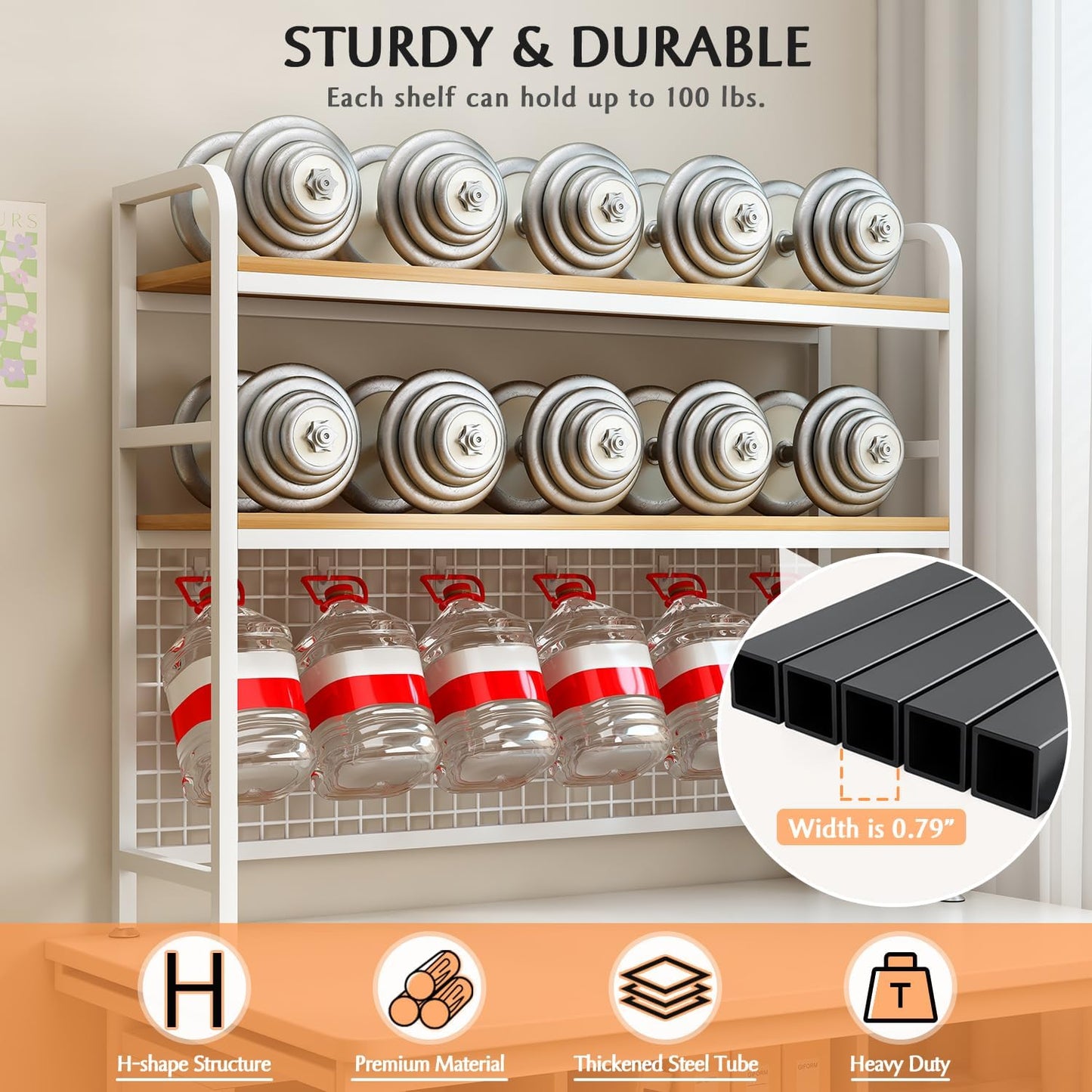 CARLA HOME 2-Tier Metal Desktop Hutch Bookshelf