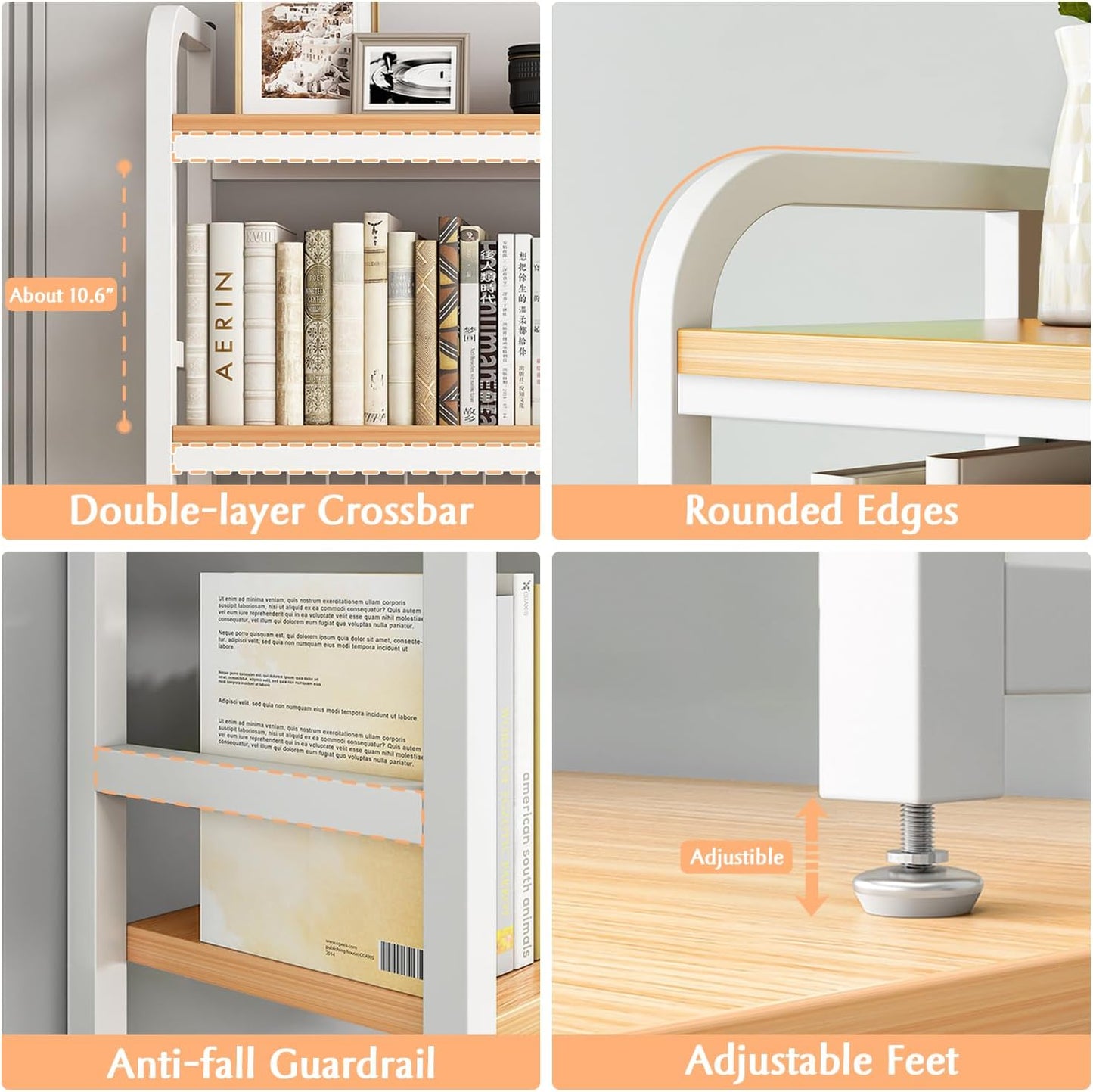 CARLA HOME 2-Tier Metal Desktop Hutch Bookshelf