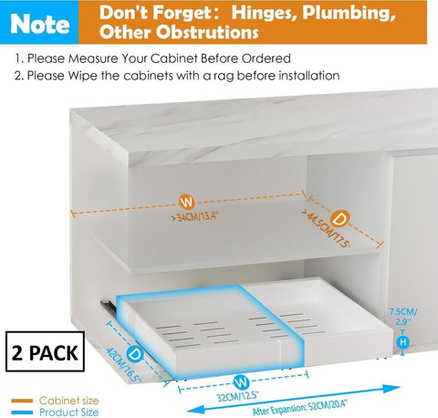CARLA HOME 2 Pack Expandable Pull Out Cabinet Organizer with Adjustable Shelves 52x8x42 cm - SuperSaverAU - view 2