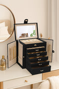 CARLA HOME 6-Layer Large Jewelry Box with Mirror and Lock - Black