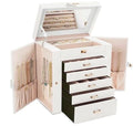 CARLA HOME 6-Layer Large Jewelry Box with Mirror and Lock - White