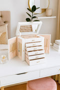CARLA HOME 6-Layer Large Jewelry Box with Mirror and Lock - White