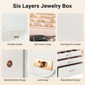 CARLA HOME 6-Layer Large Jewelry Box with Mirror and Lock - White